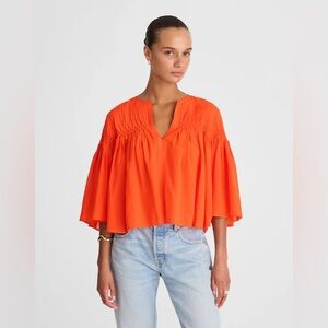Madewell Pintucked Flutter Sleeve Top size M